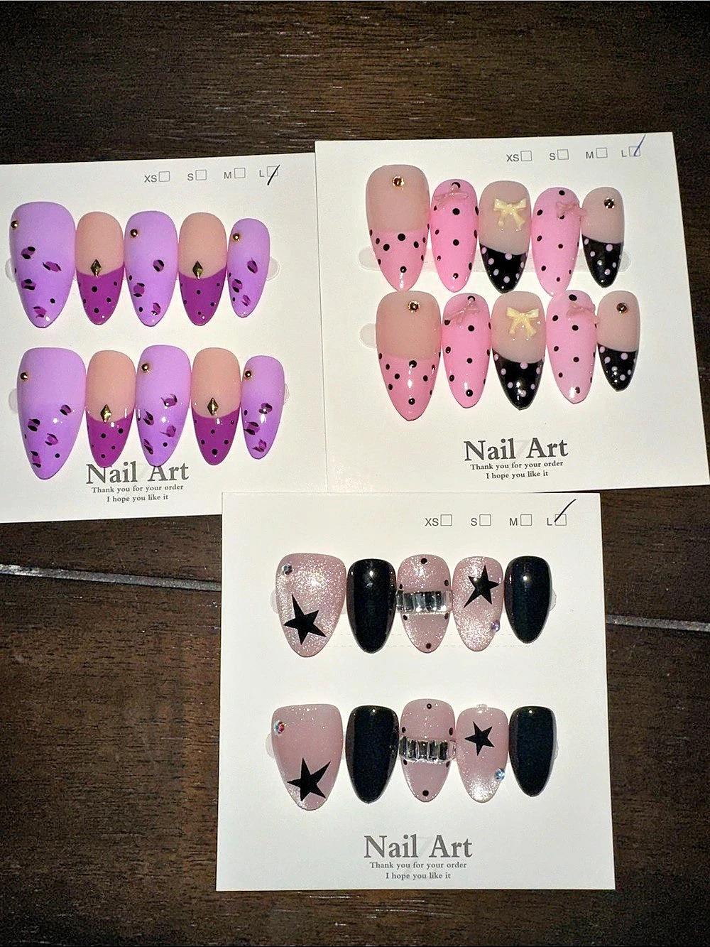 Nail Art Press-On Nails Pink & Purple